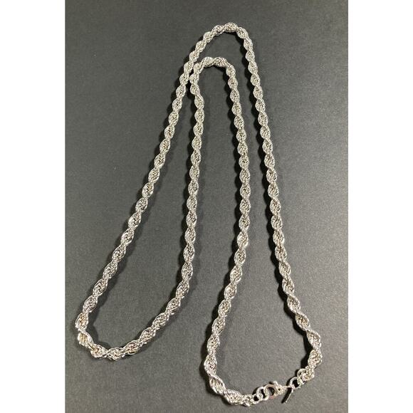 Vintage Monet Thick Rope Chain Necklace in Silver Tone 30” Inch Length Signed - Picture 6 of 8